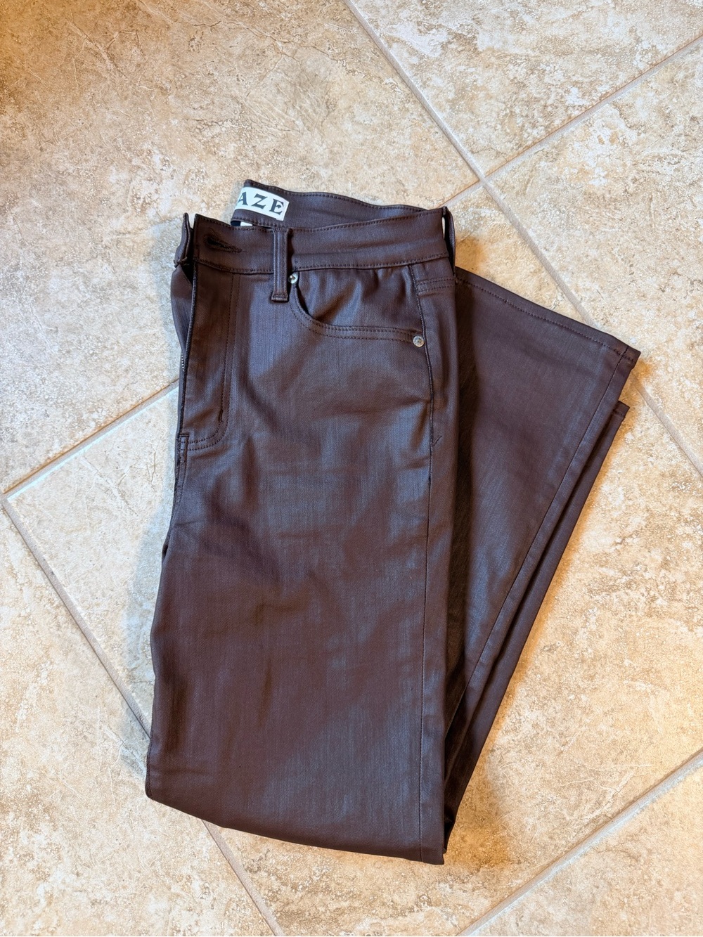 Daze Chocolate Brown Faux Leather Jeans Size 29
